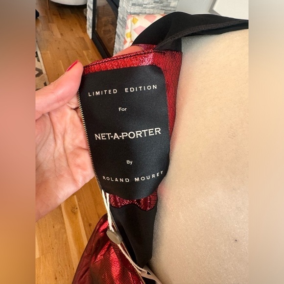 Roland Mourat red shiny long dress net-a-porter exclusive size 12 - Picture 9 of 12